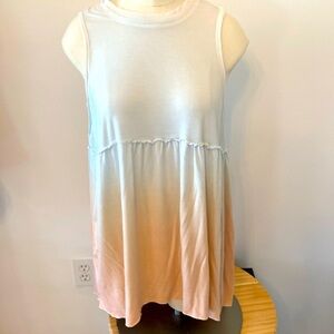 POL T Shirt Tank Dress Pale blue to peach Tie Dye Size Small